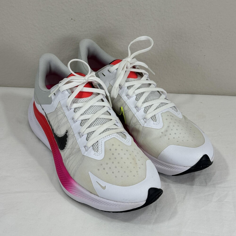 Nike Air Zoom Winflo Shoes Mens Size 9 White Pink Running CW3419-100 Sneakers